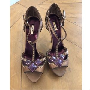 MIU MIU studded high heels with purple details